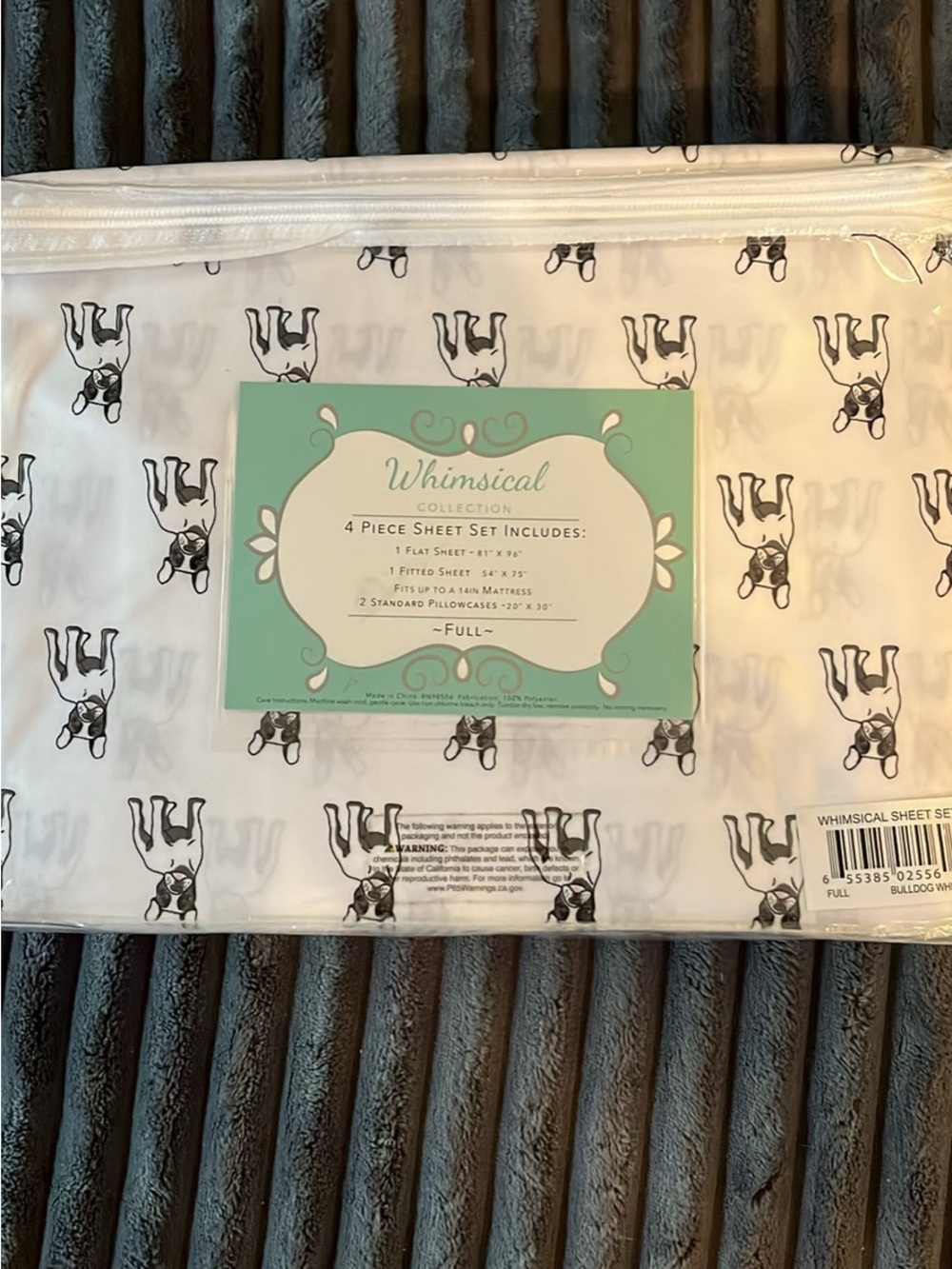 Full Sheet Set - White with Black Bulldog Print